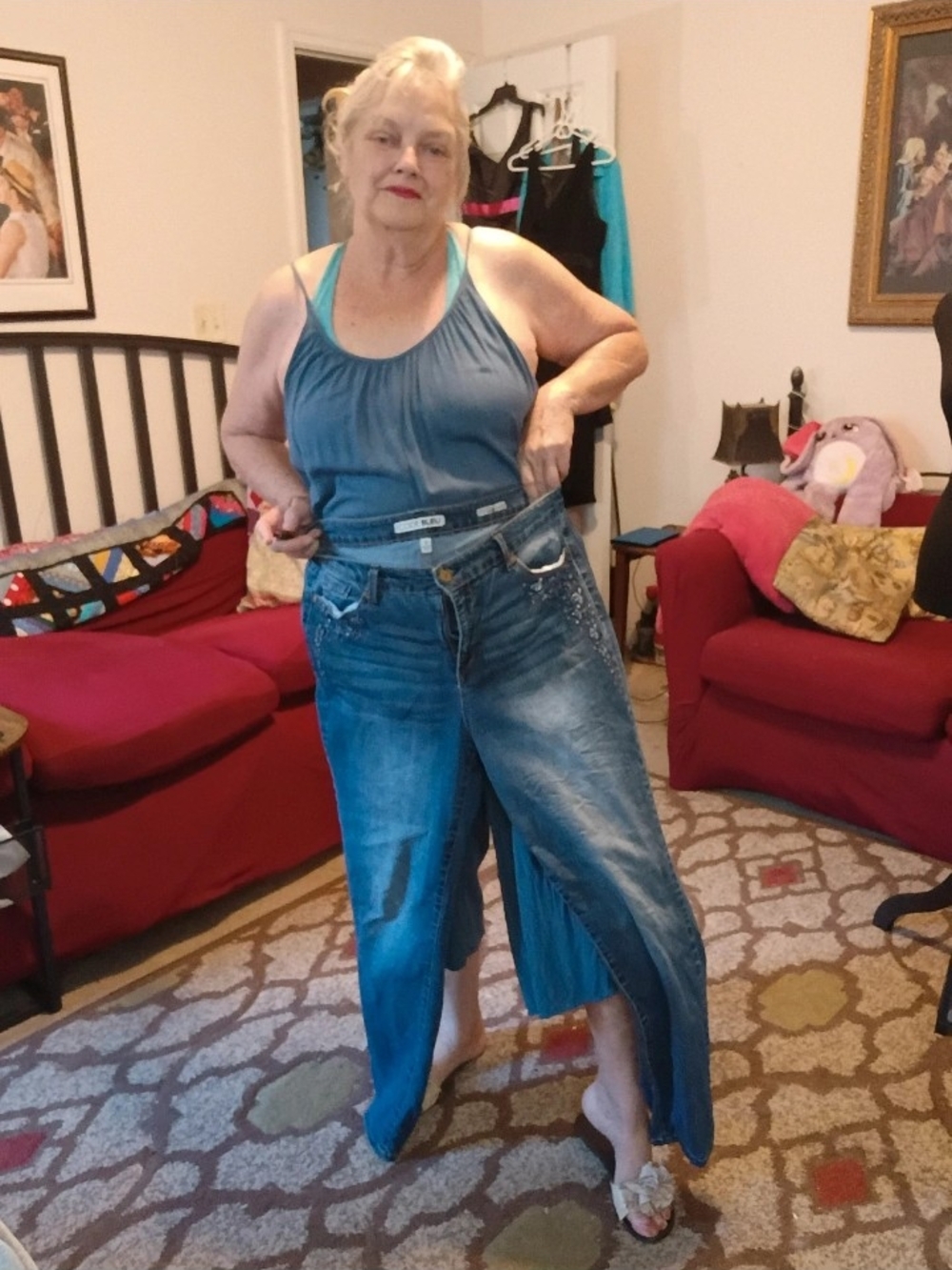 Code Bleu Women's Boyfriend Jeans in Medium Blue Wash Embellished - Picture 7 of 9